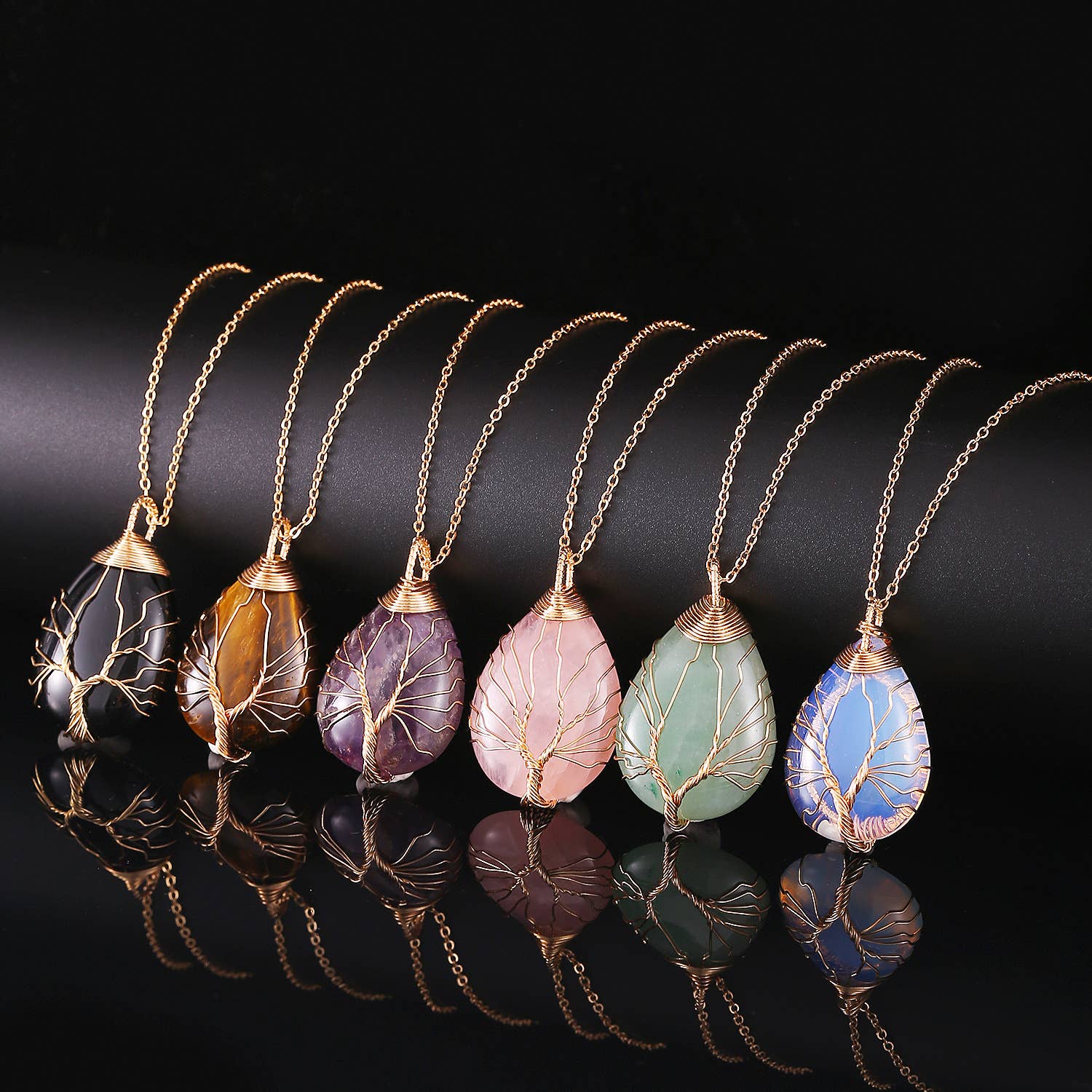 Tree of Life Wire Wrapped Necklace - Assortment 12 Pcs - HER Home Design Boutique